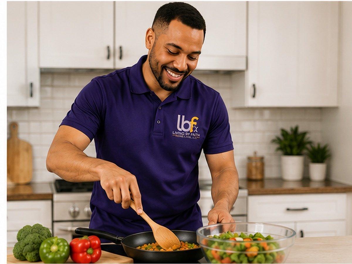 Latino male caregiver preparing a nutritious meal